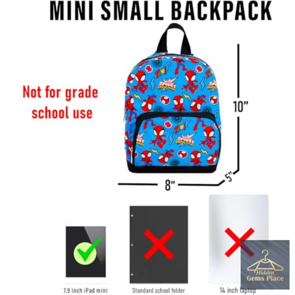 Spiderman Mini Backpack 10" Adjustable Straps Can… - image 4